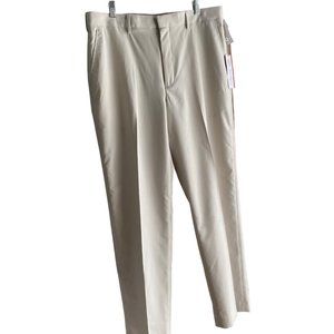 Ben Hogan Dress Pants Men's Size 36X32 Beige Flat Front Flex Waist Pockets New